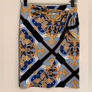 BOLD elements Baroque Print Skirt in Blue and Gold